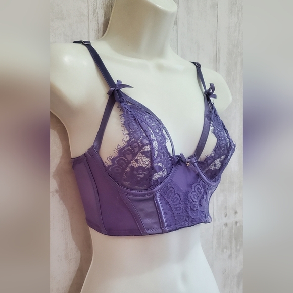 💚5/$25 Purple Lace Bustier Bralette Strappy Lingerie Sexy Bra Top Size Small - Picture 3 of 8